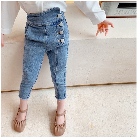 Mutiakids_ Celana Jeans Anak Import High Waist Long HITAM DAN BIRU