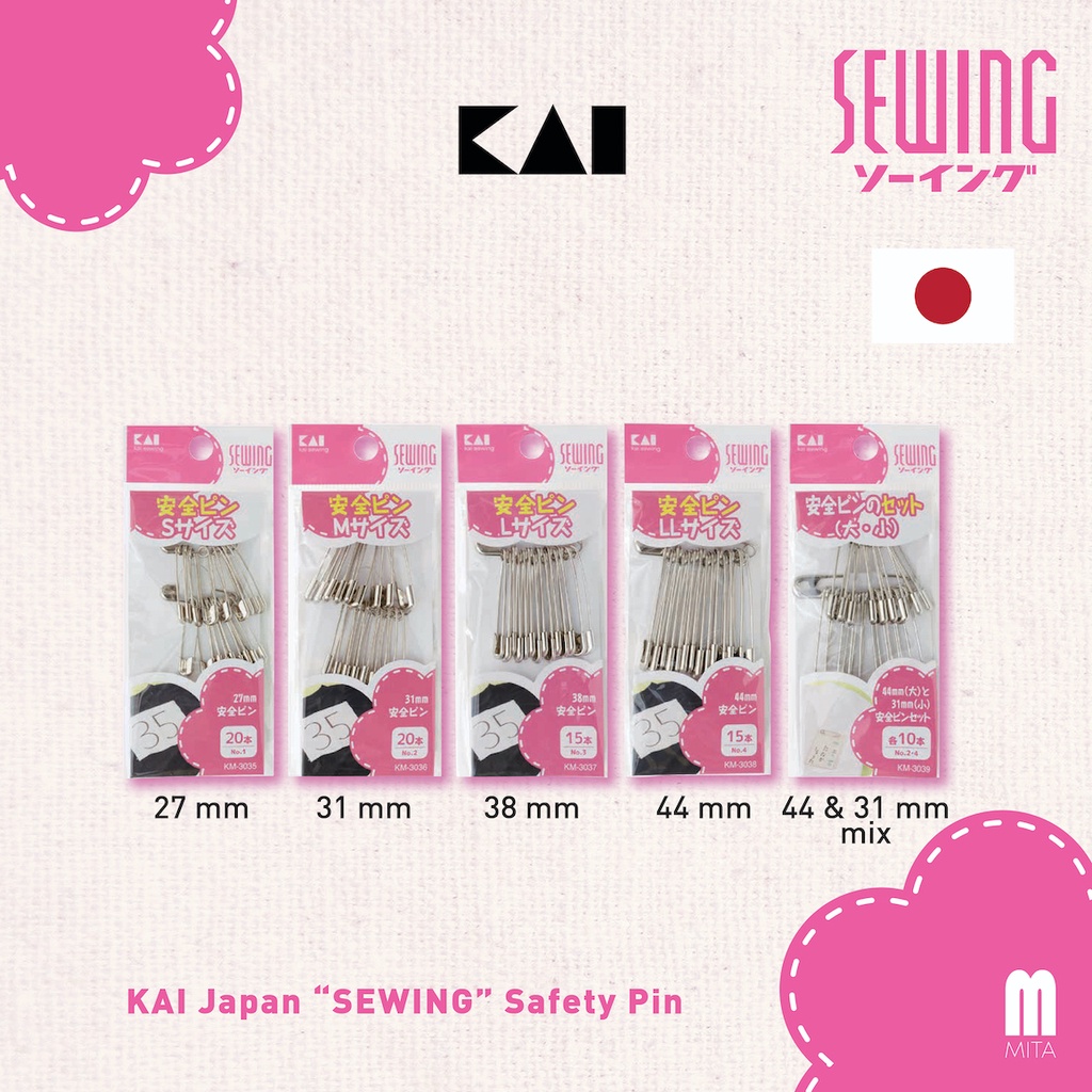 KAI Japan Peniti Made in Japan anti karat Safety Pin/ KM3035-3039