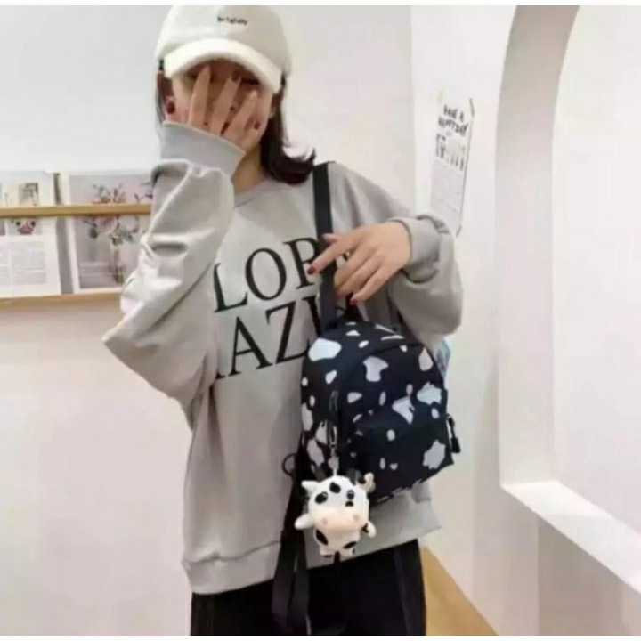 Tas Mini Motif Sapi || Tas Wanita Murah Berkualitas || Hitam Putih