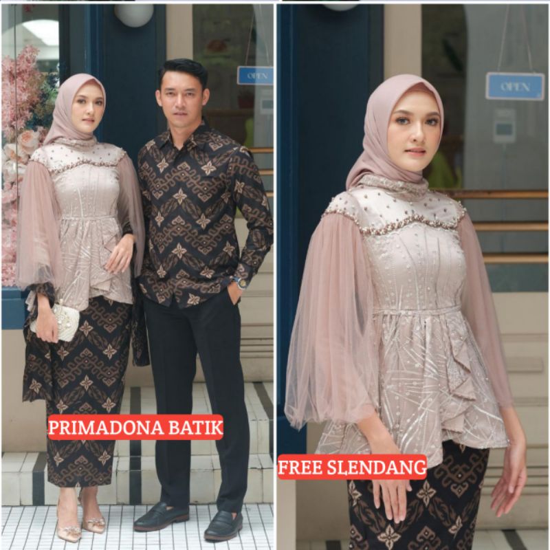 Couple Kebaya Modern Baju Wisuda Tunangan Lamaran Terbaru Baju Batik Brokat Couple vanilla