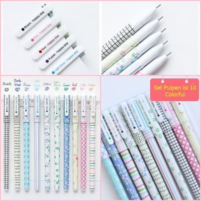 

Terlaris ✨ -OS006 Alat Tulis Pulpen Tinta Pena Gel Set Isi 10 Korea Stationery Pen - Mix Hitam- 2.1.23
