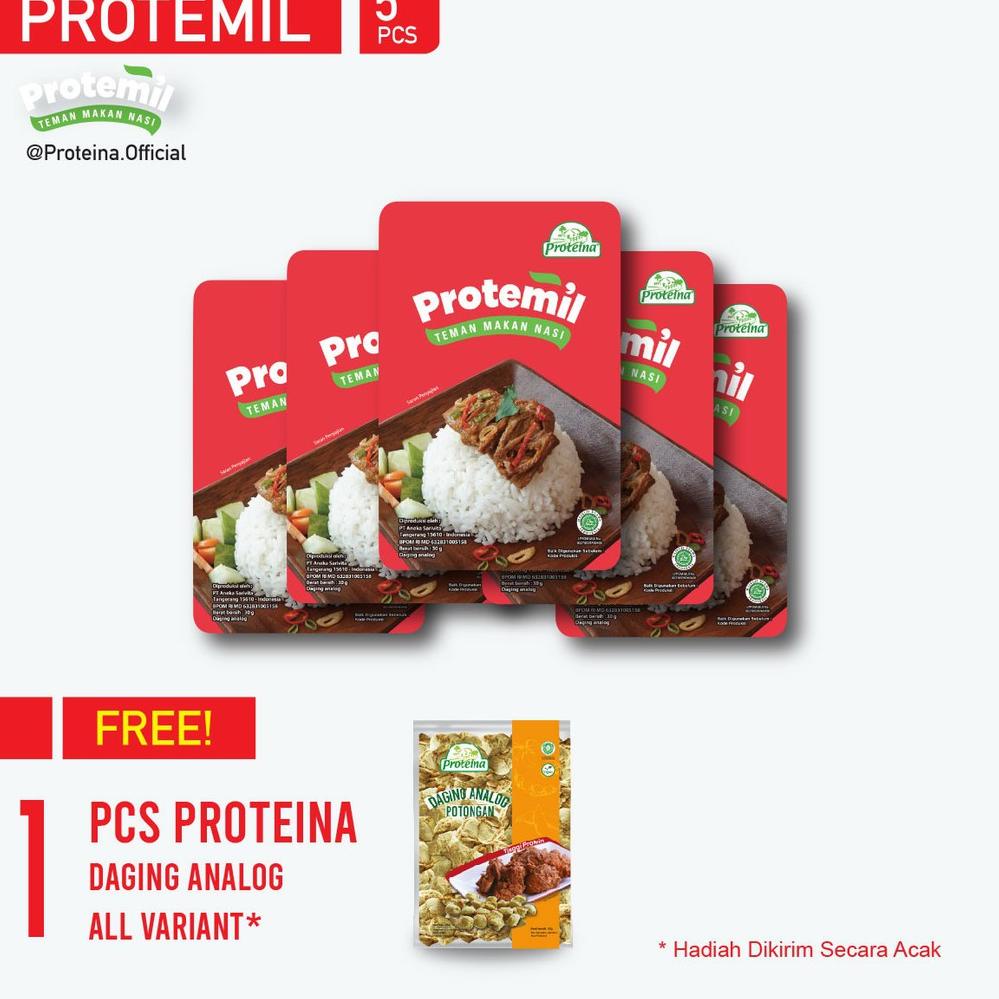 

7.7 HARGA GROSIR Protemil 5pcs + FREE 1pcs Proteina Daging Analog