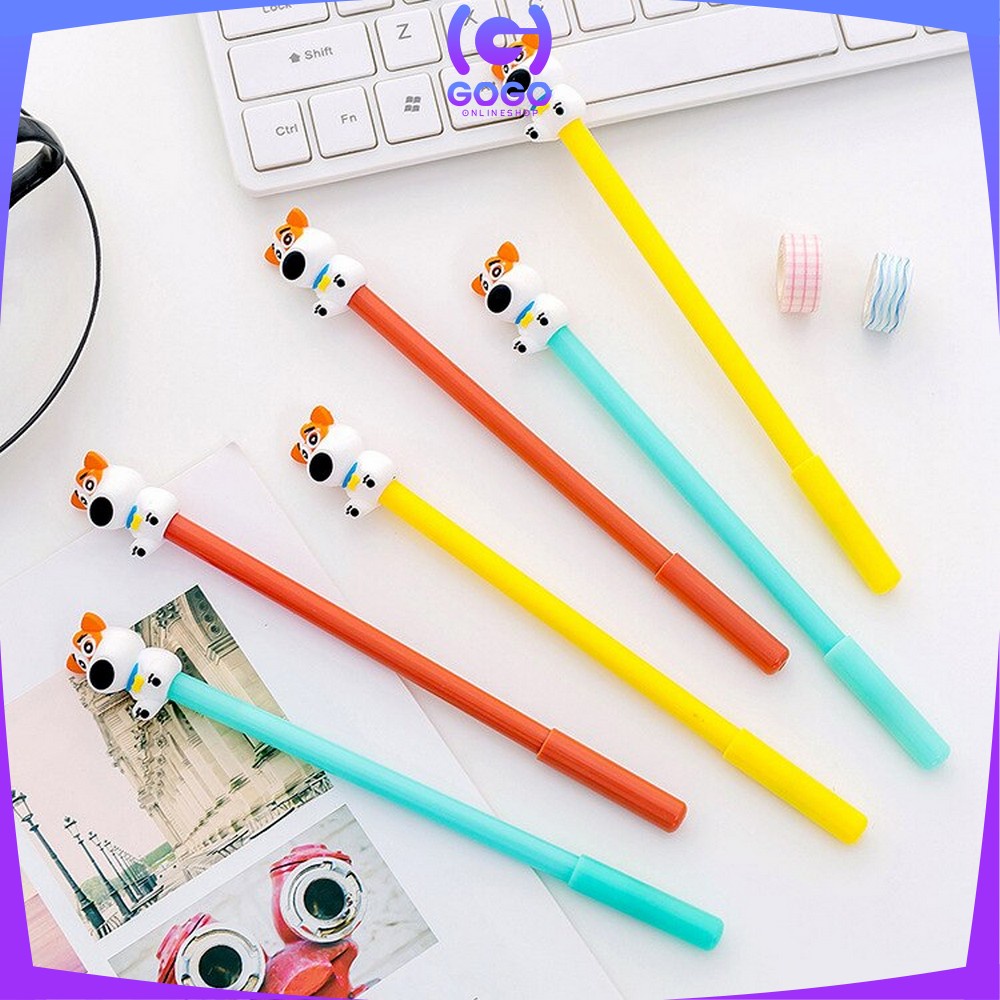 GOGO-A47 Pulpen Gel Karakter Puppy Lucu 0.5mm Motif Polos Korean Style / Alat Tulis Pena Cair Doggie Perlengkapan Sekolah Kantor Ballpoint Import