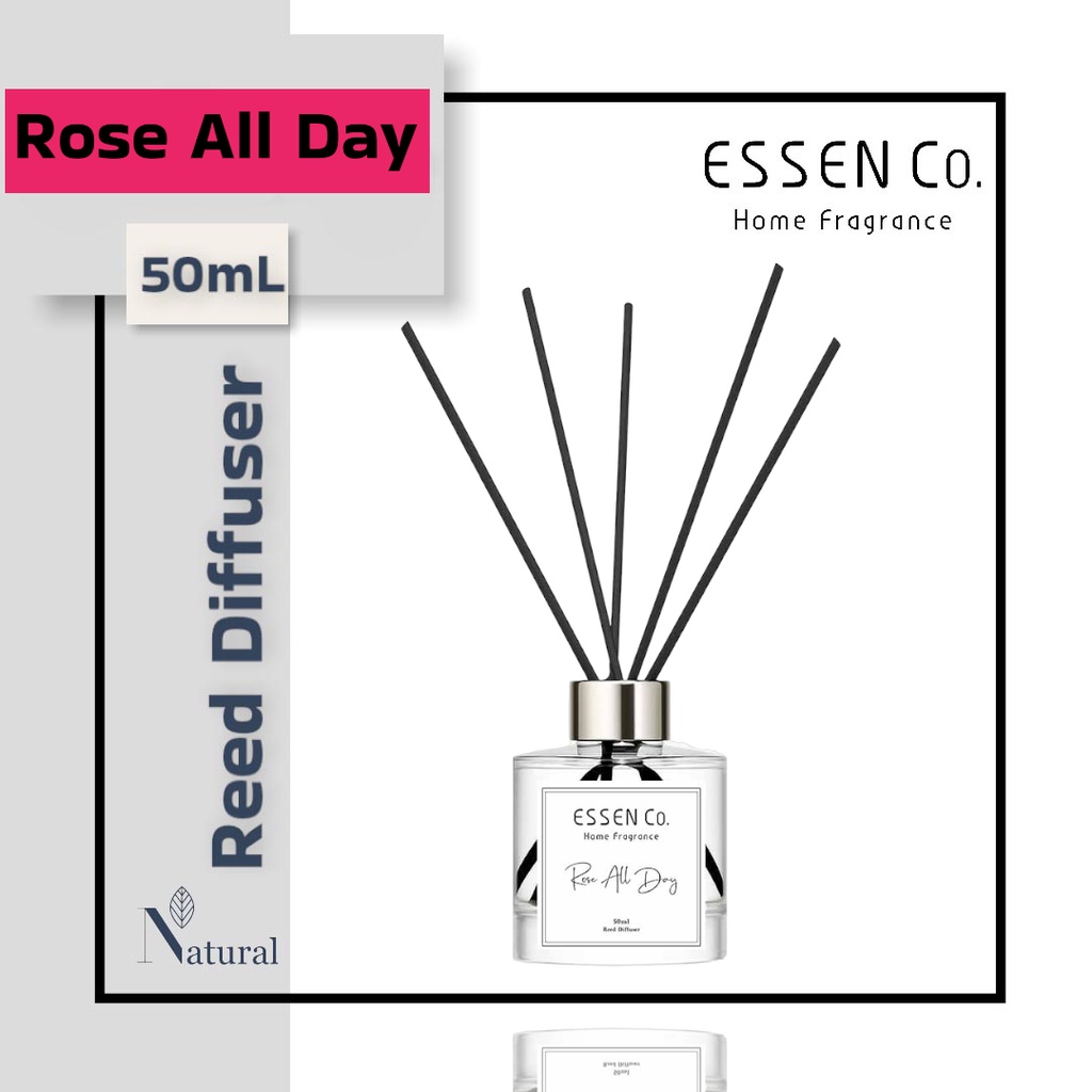 Essen Co Reed Diffuser Aromatherapy Rose All Day Pengharum Pewangi Ruangan Aromaterapi Bunga Mawar 50ml