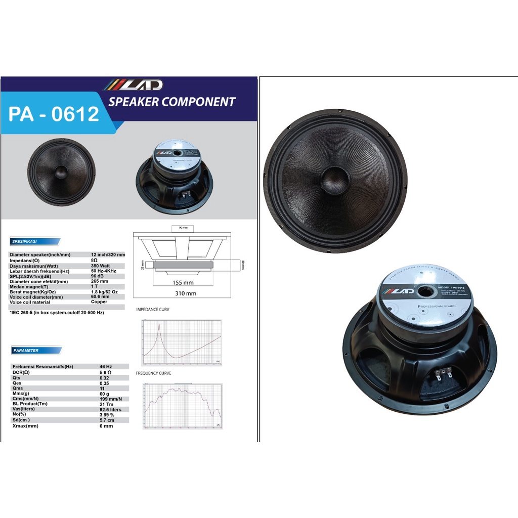 LAD - Speaker component 12 inch PA 0612