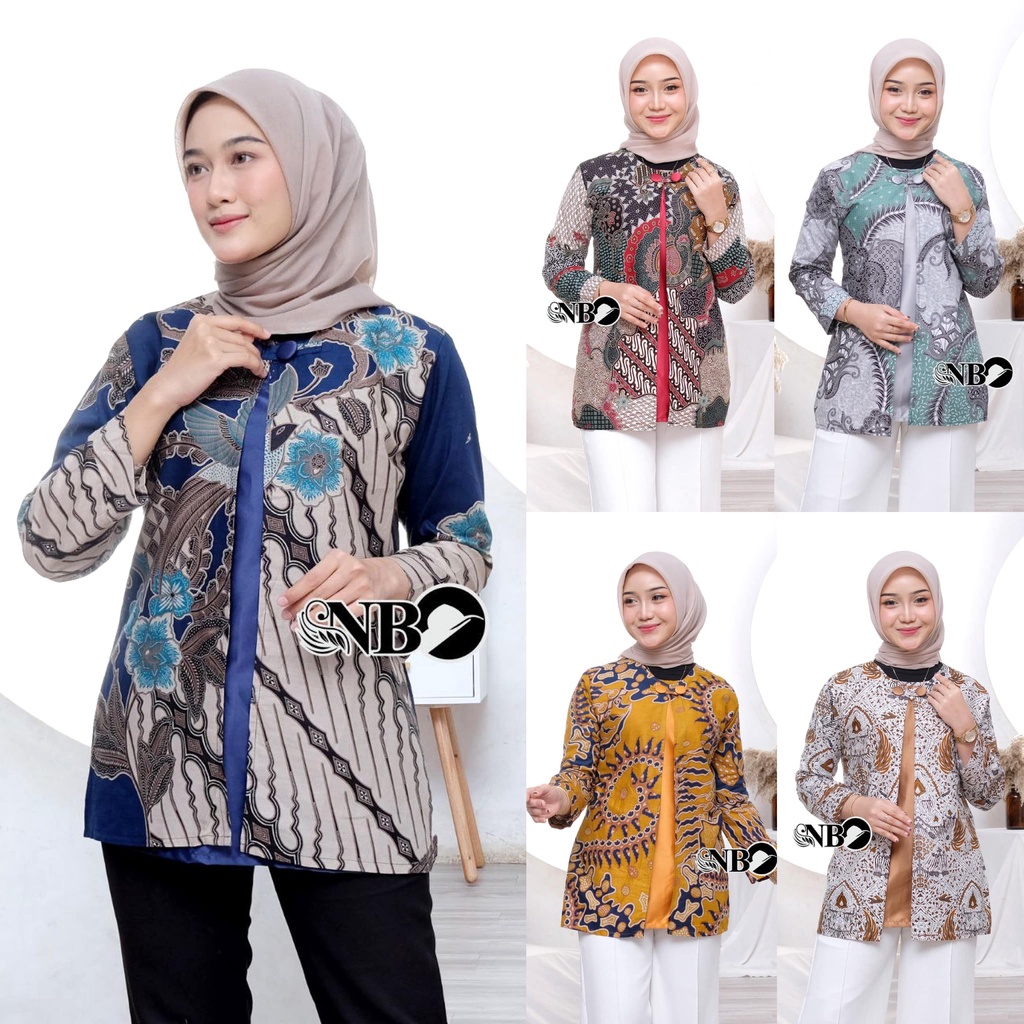 Baju Batik Wanita Modern Atasan Blouse Batik Kerja Kantor Wanita