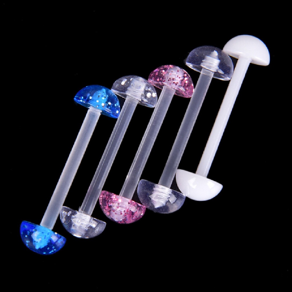 Hbid 5Pcs/Set Campuran Bola Akrilik Barbel Cincin Lidah Bar Lembut Studs Body Glory