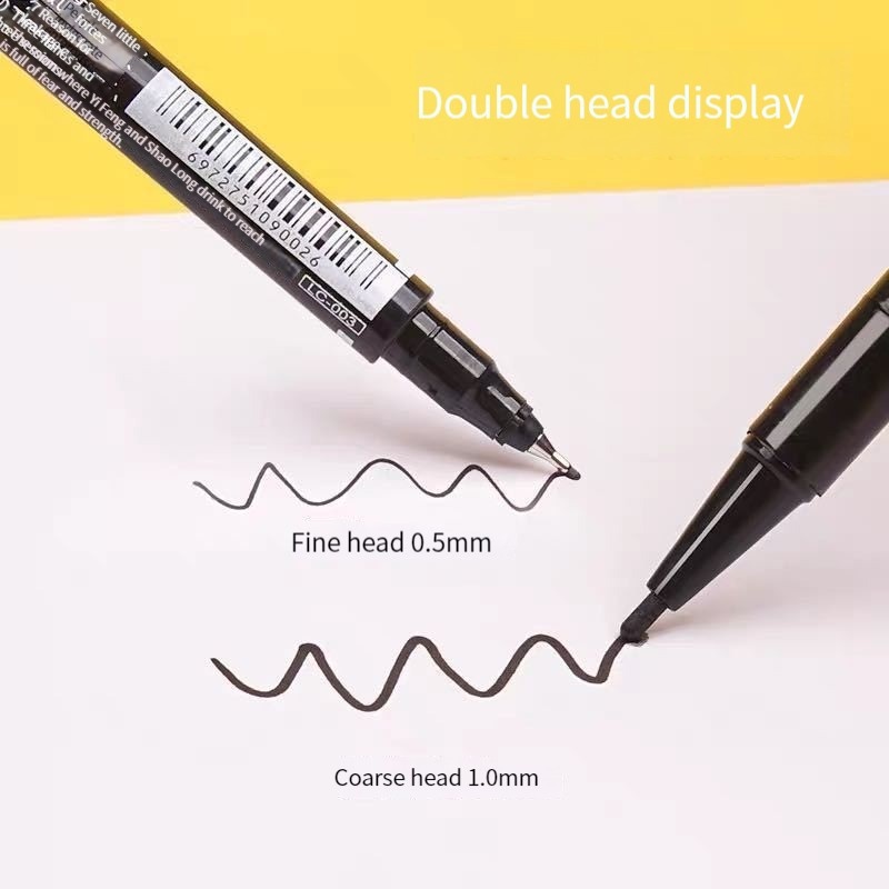 1pc 0.5/1mm Double-headed Marker Penanda Permanen Basis Minyak Tahan Air Media Disc Dual Tip Pulpen Alat Tulis Kantor Sekolah