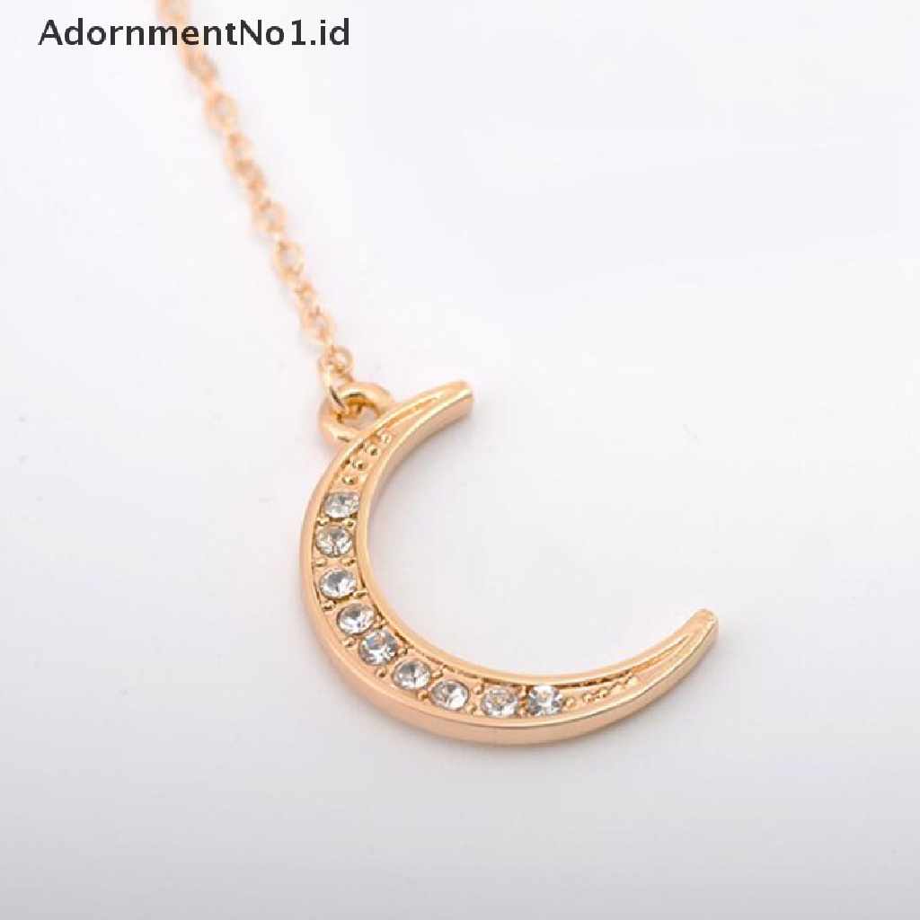 [AdornmentNo1] Kreatif Bulan Liontin Open Choker Elegan Kristal Manset Kerah Kalung [ID]