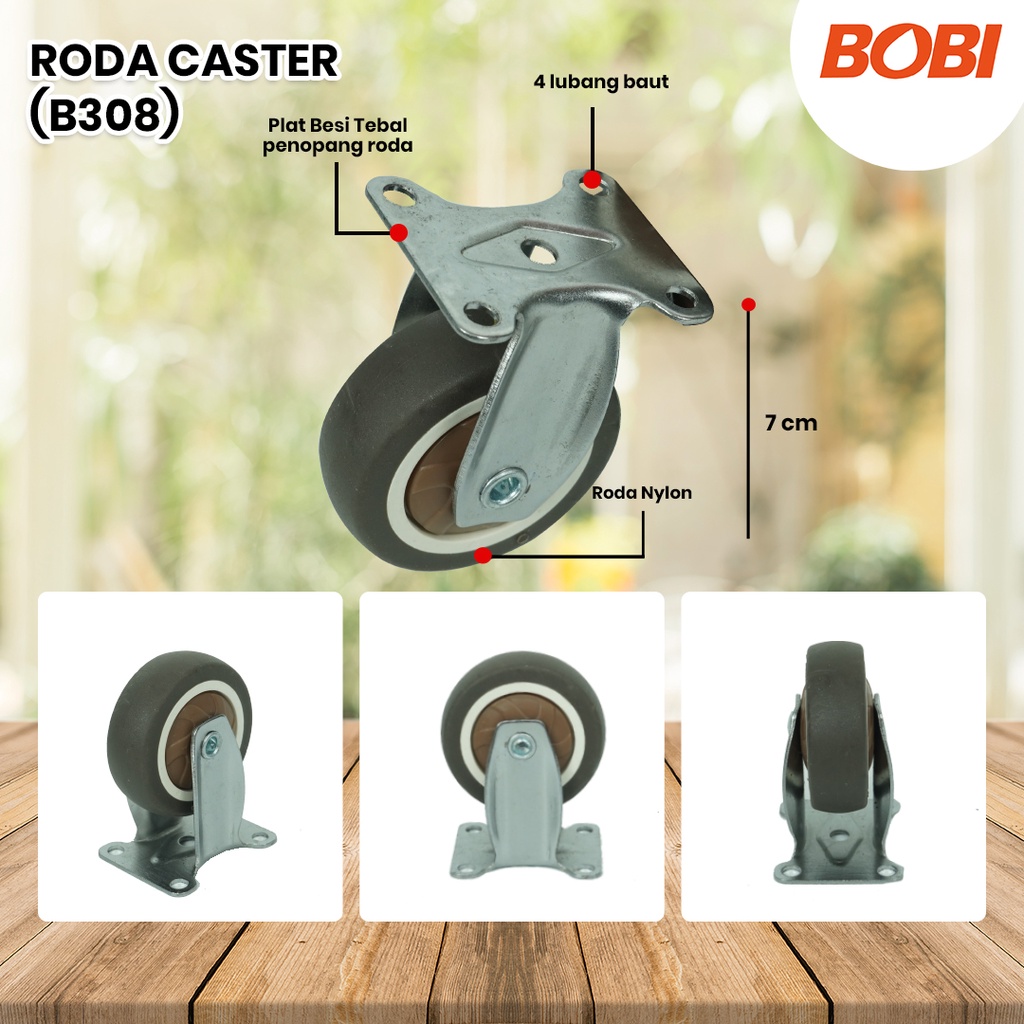 Roda Caster PVC NYLON / Roda Etalase Lemari 1,5 inch / Roda Serbaguna BOBI - Warna Random