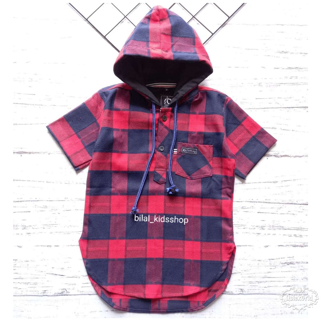KEMEJA FLANEL  HOODIE KOTAK ANAK LAKI LAKI 1-10th