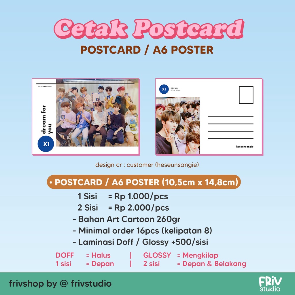 [NO COD] CETAK POSTCARD FREEBIES / A6 CUSTOM