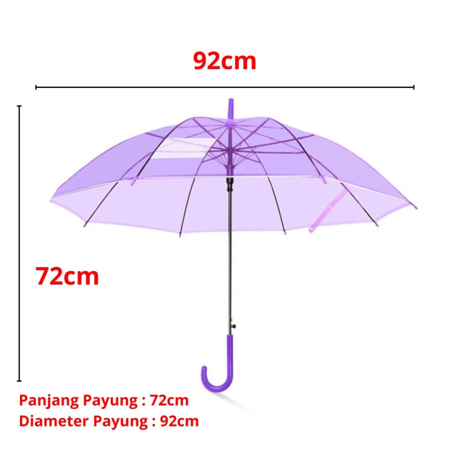 Payung Transparan Style Korea Jepang Polos Warna Warni Lipat Murah