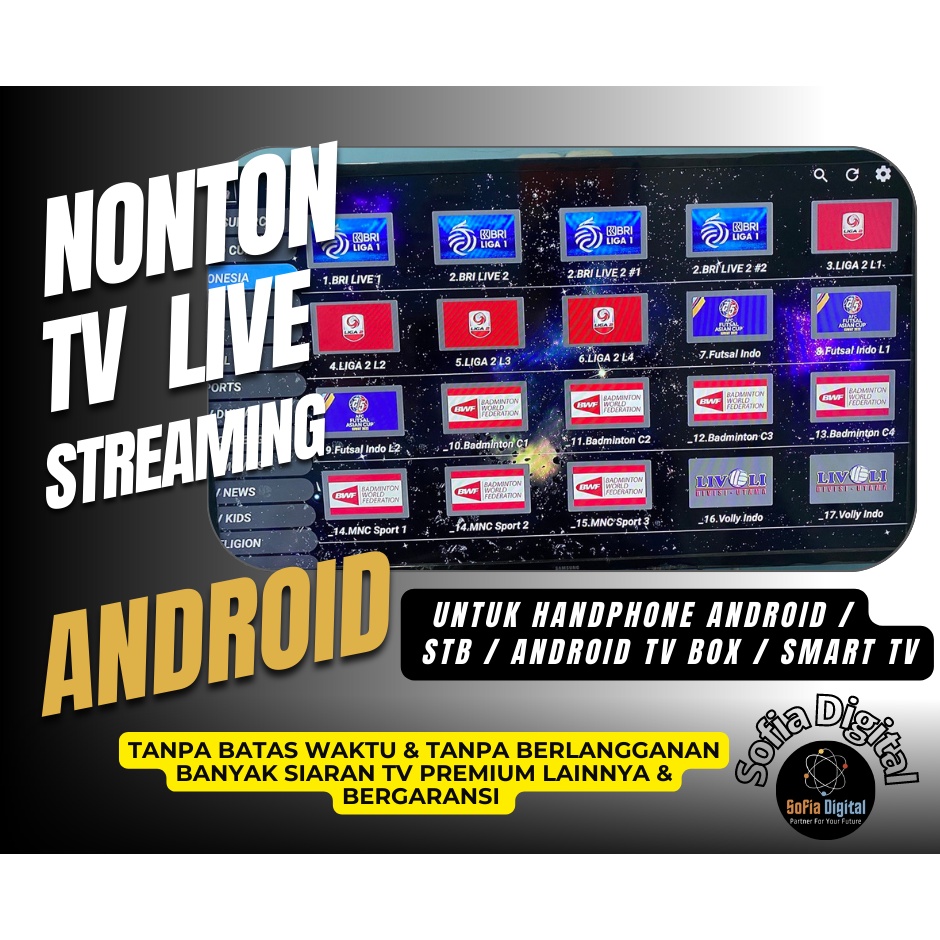 Jual Aplikasi Nonton TV Live Streaming Nonton Bola, Liga (Android