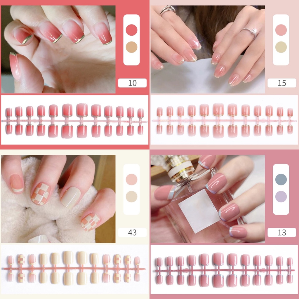 24pcs Set Kuku Palsu Dengan Lem Kuku Palsu Kuku Panjang Kuku Palsu Dengan Desain Kuku Palsu Untuk Anak-Anak Nail Extension With Glue