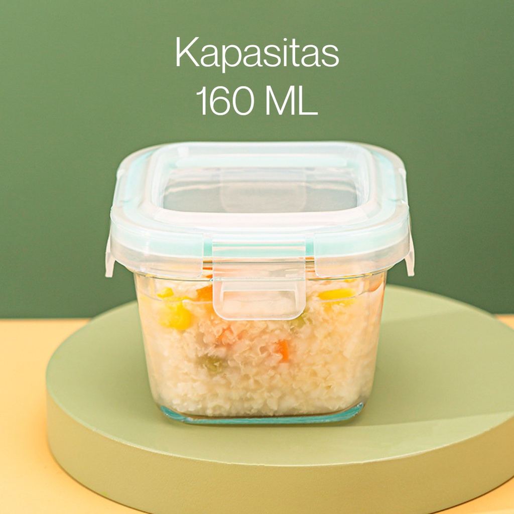 Little Momos Baby Food Container Glass 160ml Wadah Makanan Kaca Bayi MPASI