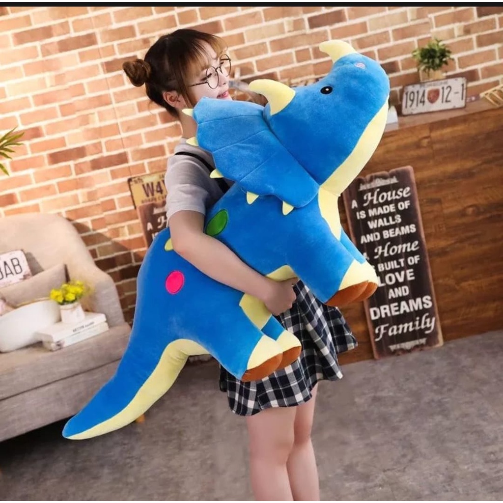 Boneka dinosaurus triceratops mewah berkualitas bahan yelvo Lembut Ukuran 55 cm