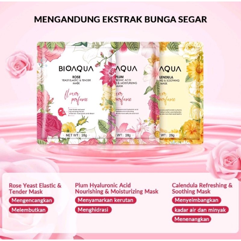 BIOAQUA SHEET MASK / SHEET MASK BIOAQUA FLOWER SERIES SHEET MASK BUNGA