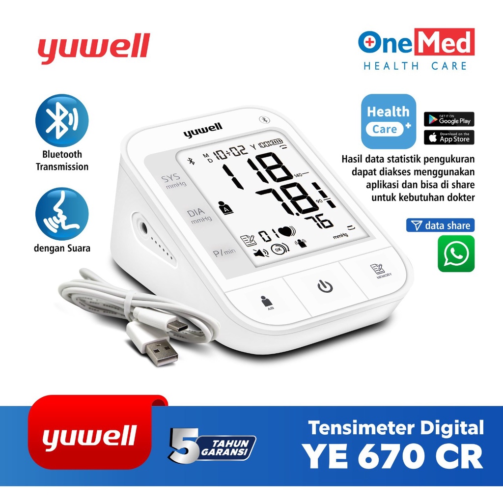 Tensimeter Digital Suara Yuwell 670 CR With Bluetooth OJ