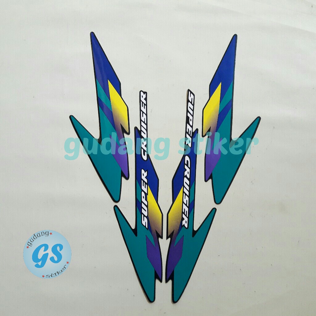 Striping Stiker Motor honda Tiger 1997 full hitam-biru