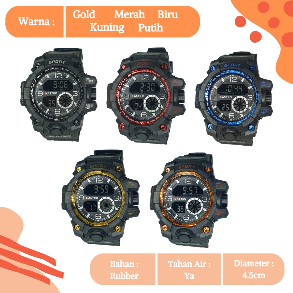 [COD] Jam Tangan Pria Laki Laki Cowok Anak Remaja ABG Sport Digital Gastro Water Resist Alarm Stopwatch Anti Air Tahan Air Water Resistant