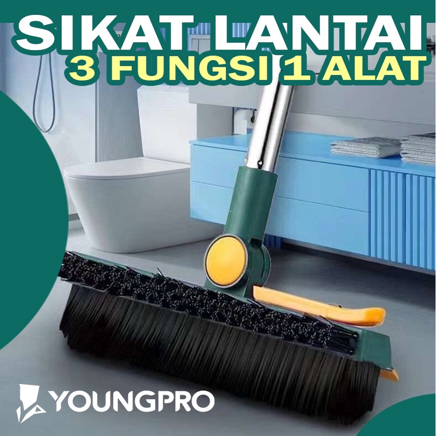 TOILET GAP FLOOR BRUSH +FLOOR SQUEZZER WITH CLIP Sikat Toilet sikat kamar mandi Sikat Dorong Lantai Dengan Wiper Alat Pembersih Lantai Kaca 2IN1 TGF-01