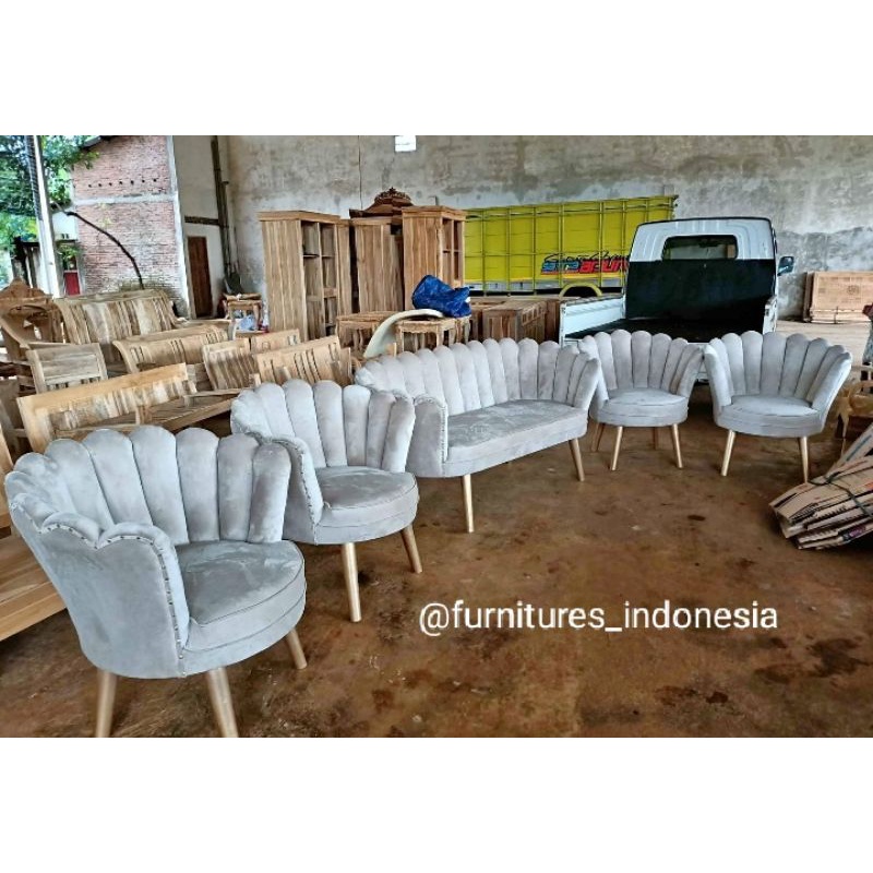 kursi pelaminan kerang lesti oscar / kursi pengantin kipas kulit / kursi pelaminan murah