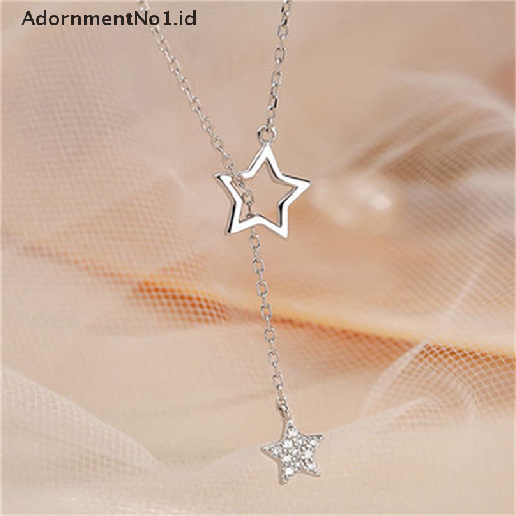 [AdornmentNo1] Kalung Zircon Stars Untuk Wanita Desain Hollow Kalung Rantai Klavikula Elegan [ID]