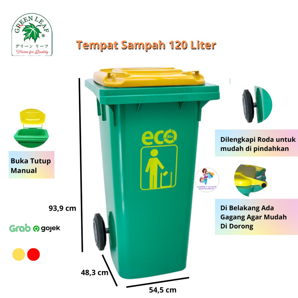 Tempat Sampah 120 Ltr 9961 ECO Dustbin Green leaf