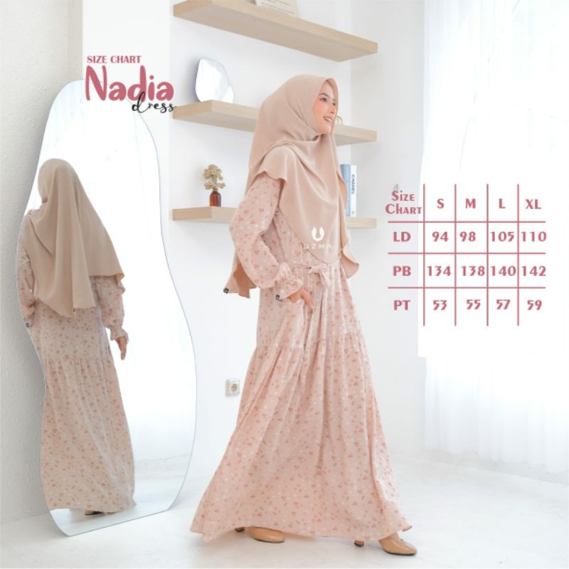 NADIA DRESS UZMA HIJAB | Gamis Motif Bahan Yoryu Crinkle | Terbaru