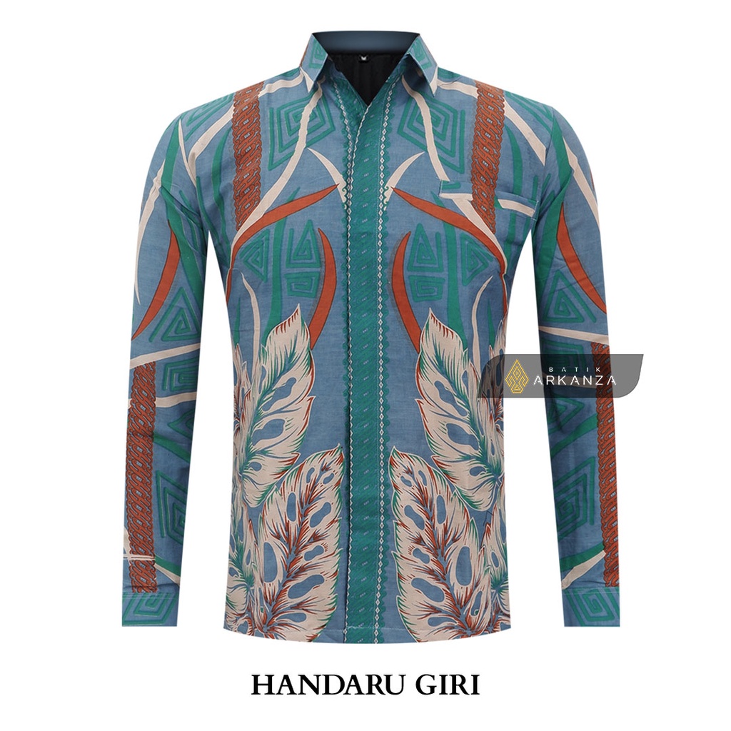 BATIK ARKANZA Motif HANDARU GIRI Hem Atasan Kemeja Baju Batik Pria Cowok Laki Laki Slimfit Full Lapis Furing Lengan Panjang Lengan Pendek Original Asli