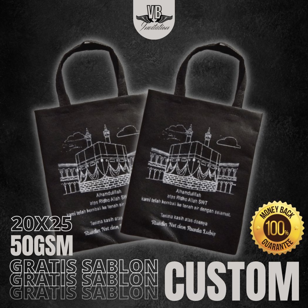

PROSES CEPAT GRATIS SABLON TAS CUSTOM SOVENIR HAJI UMROH TERMURAH TERLARIS F20.25 50GSM