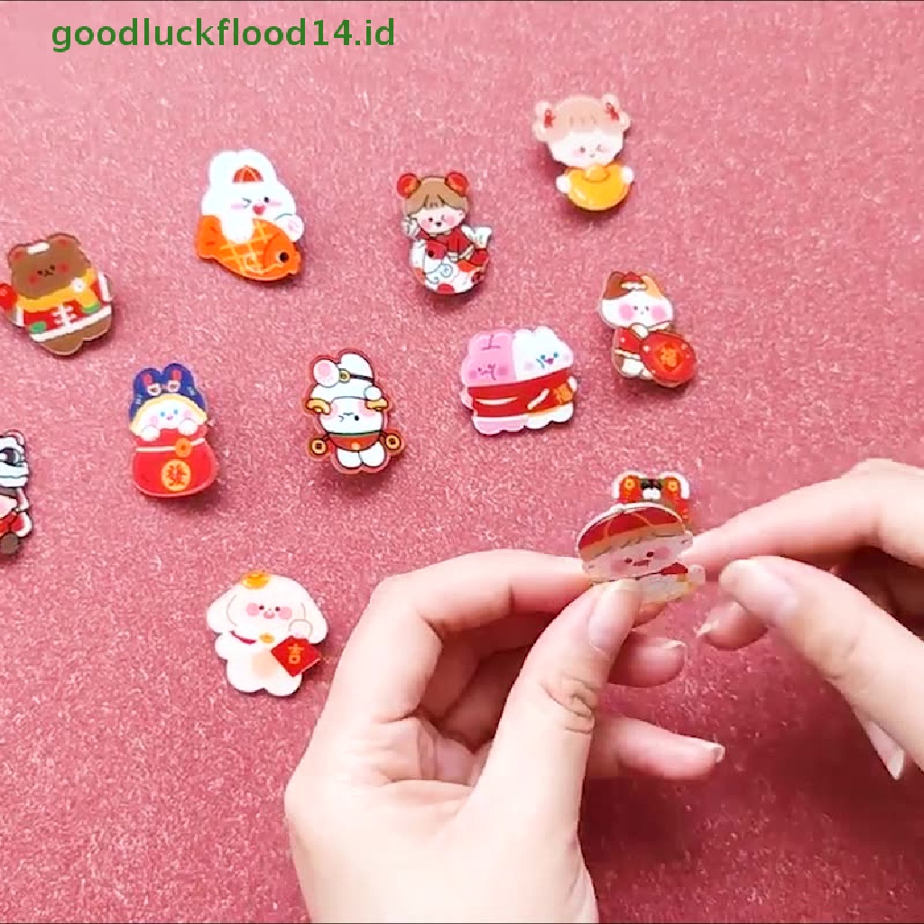 [GOOGFOUR] Kartun Lucu Kelinci Tahun Bros Kartun Manis Lencana Pensil-Bag Pin Lencana Ransel Pin Diy Pakaian Stiker Kartun Bros Gadis Hadiah Perhiasan Dekoratif [TOP]