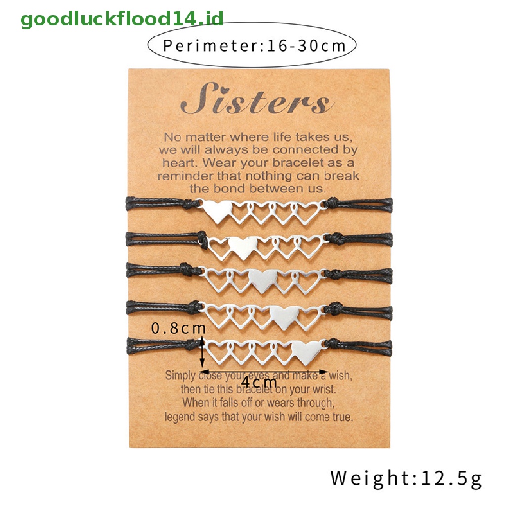 [GOOGFOUR] 3pcs Gelang Kartu Sister Hati Senada/Gelang Charm Braided Handmade Stainless Steel Bangle/Hadiah Perhiasan Persahabatan Untuk Gadis Wanita [TOP]