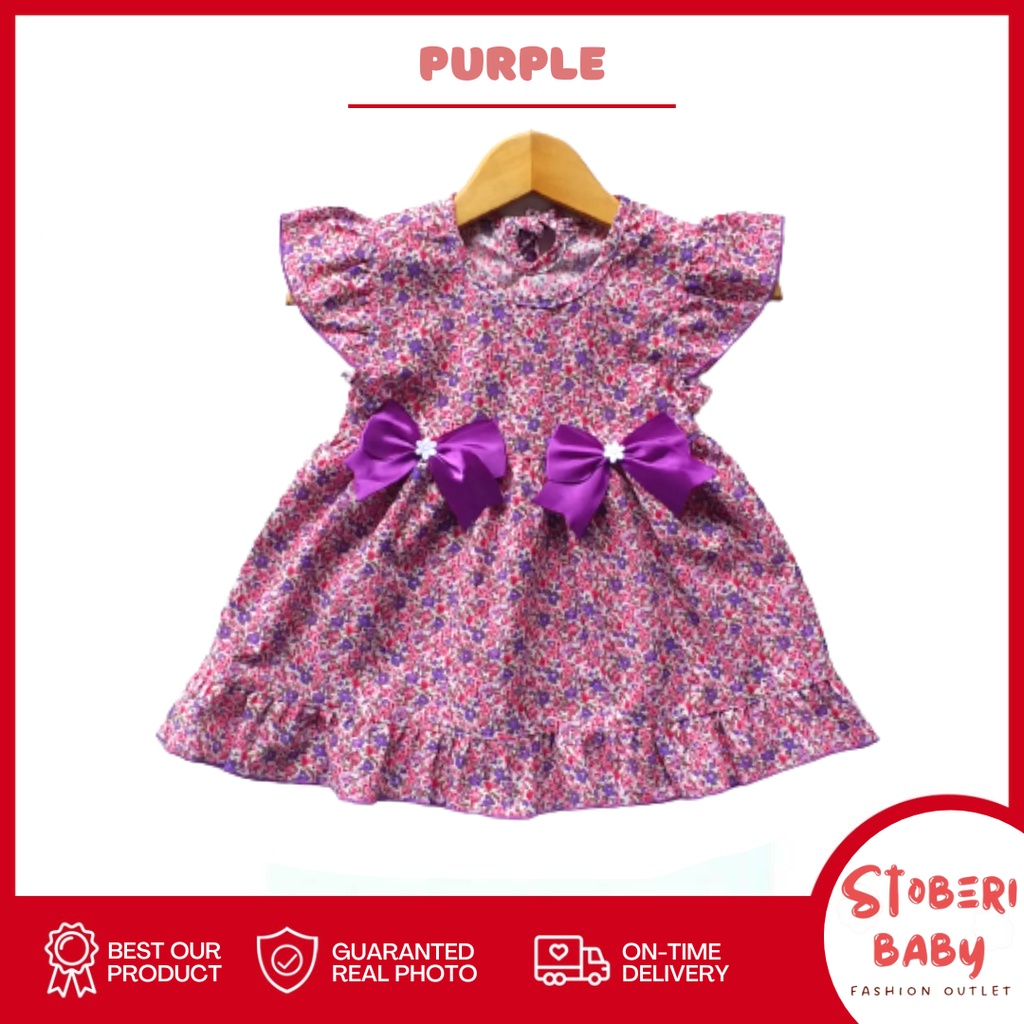 stoberi baby - (EXCLUSIVE ON STOBERI BABY ) Dress Bayi Motif Animal Lucu Baju Bayi Perempuan / QIU2 DOUBLE RIBBON