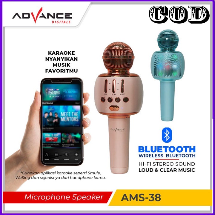 NEW PRODUK TERBARU Mic Advance MIC Bluetooth Karaoke Advance AMS 38 BERGARANSI RESMI