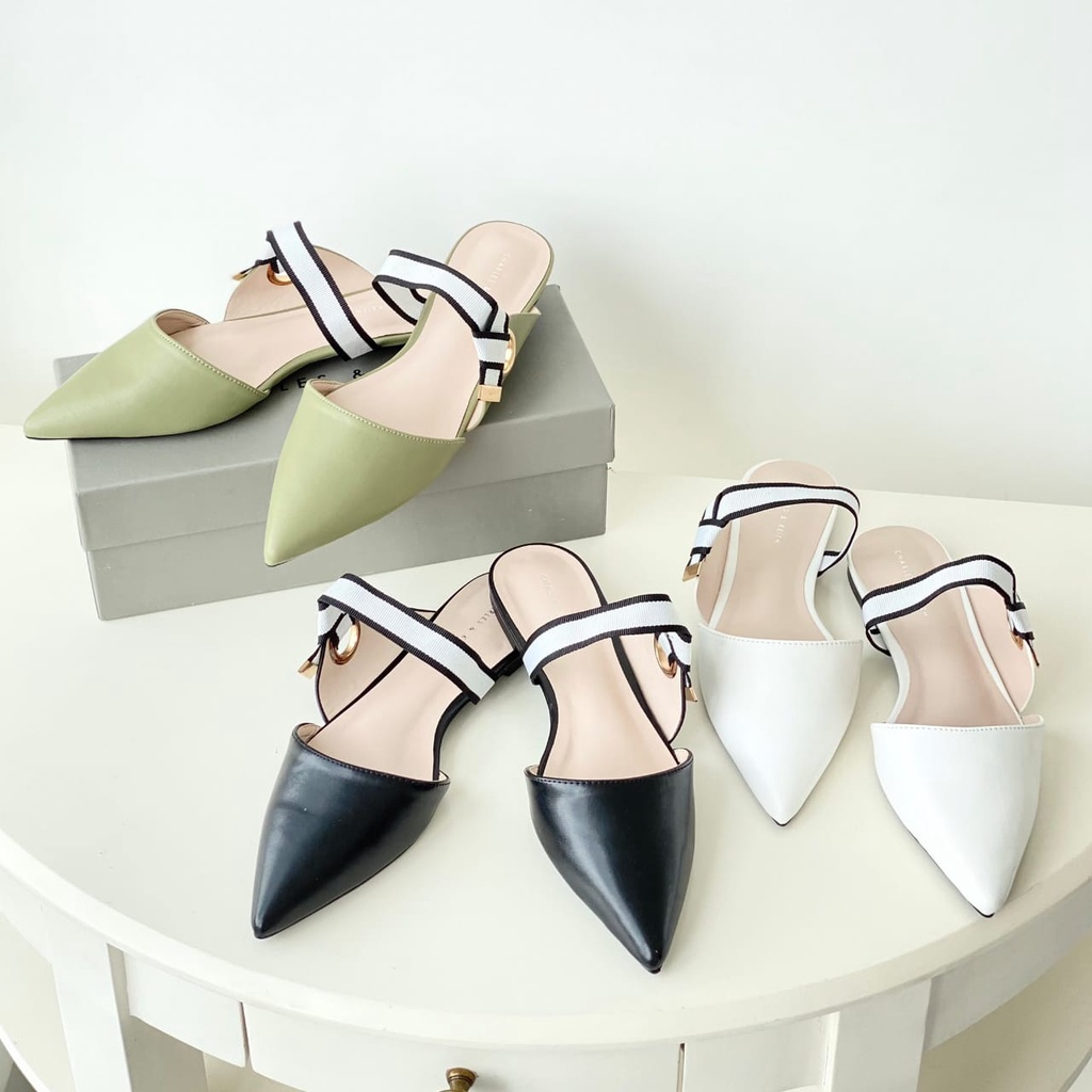 SEPATU FLAT WANITA  CS-3409 POINTED TOE FABRIC STRAP MULES