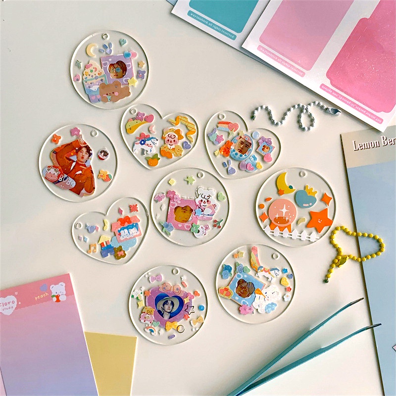 Set DIY Acrylic Keychain Sticker Kit Set Gantungan Kunci for Girls Kids Mainan Kreatifitas Anak Kerajinan Tangan Mainan Edukasi Craft Keterampilan