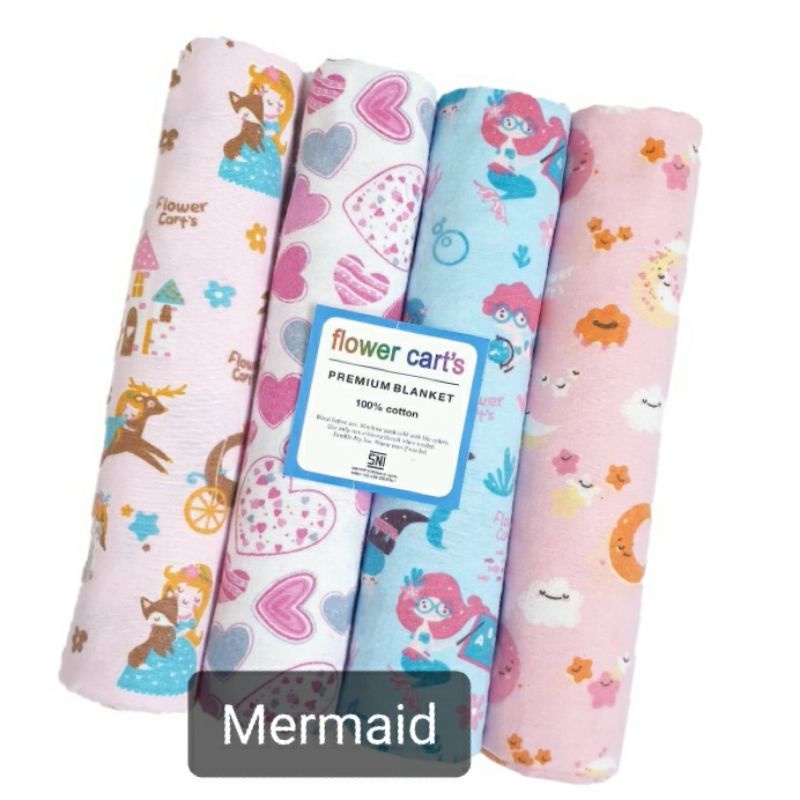 1 Pack isi 4 Bedong Bayi Jumbo Flower Cart's Premium 102 x76 Cm Bedong Planel Lembut Bedong Selimut Flanel Bayi