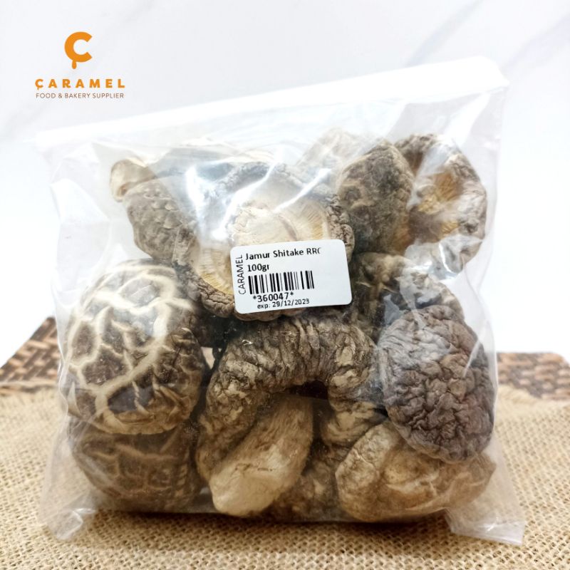 

Jamur Shitake RRC 100g-Jamur Kemasan Repack- MUSHROOM SHITAKE