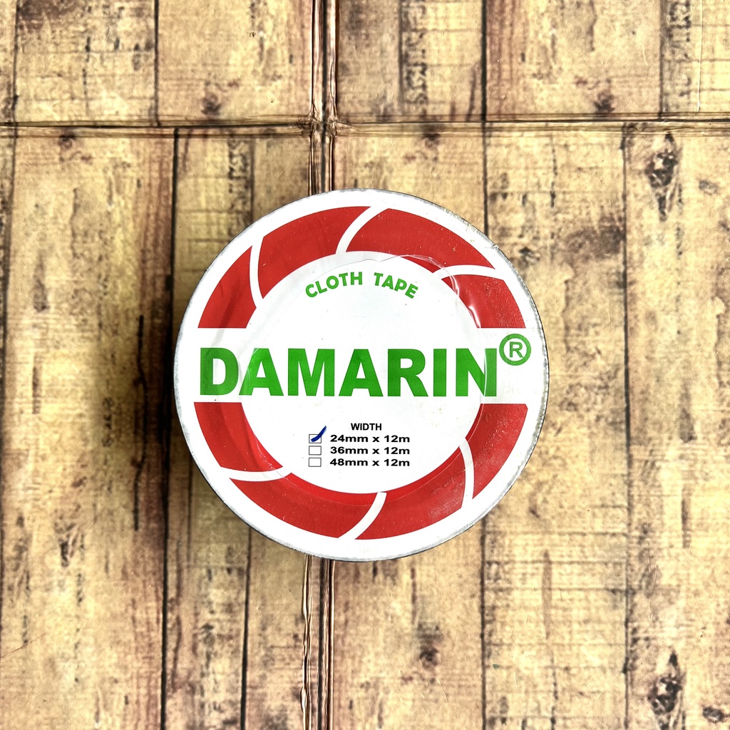 Cloth Tape Damarin 1 inch - Lakban Kain Warna Hitam 24mm x 12m - Lakban Karpet