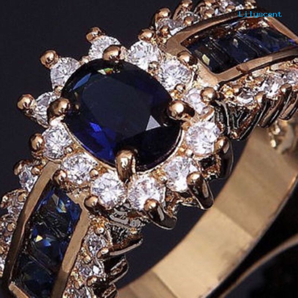 [LS] Wanita Vintage Cubic Zirconia Bertatahkan Band Jari Cincin Hadiah Perhiasan Pesta Pernikahan