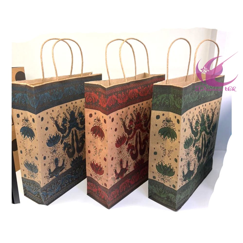 

Paper bag Batik Kraft B Okey isi 10Pcs 24X8X29 Cm Tali