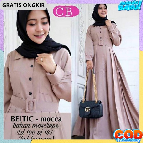 Gsmis Muslim Buat Lebaran Baju Dress Polos Tanggung Ibu Hamil Gami Ibuk Busui Pesta Elegan Modern Gm