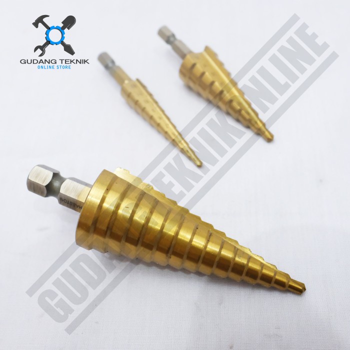 Mata Bor Pagoda Step 3-12mm 4-20mm 4-32mm HASSTON PROHEX / HSS Titanium Coated Step Drill 3-12 4-20 4-32 mm HASTON