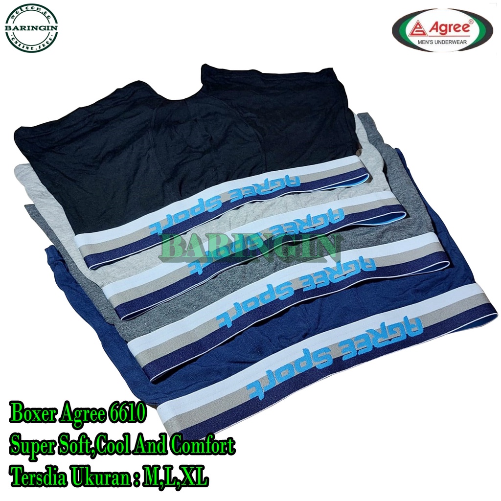 Boxer Pria Dewasa Isi 2 Pcs Boxer AgreeCode 6610-Bahan Katun-Celana Dalam Pria Dewasa