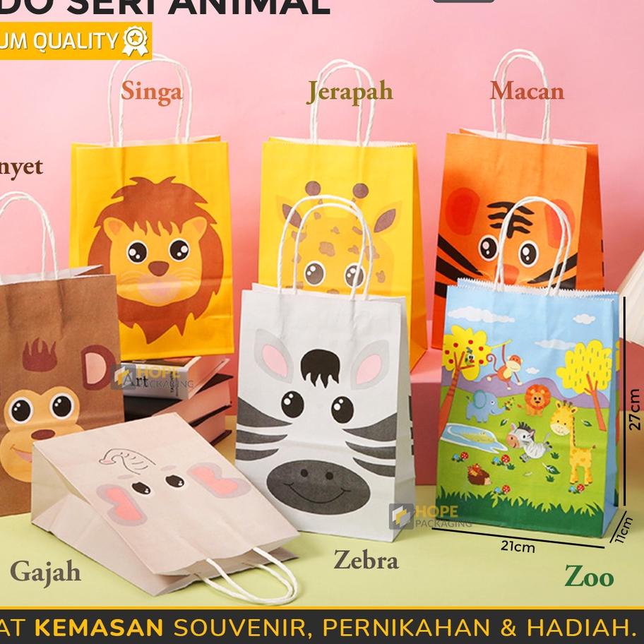 

DNL849 [Harga / 3 Pcs] Paper Bag Tas Kertas Ulang Tahun Animal Gift Bag/Goodie Bag Motif Cute <>