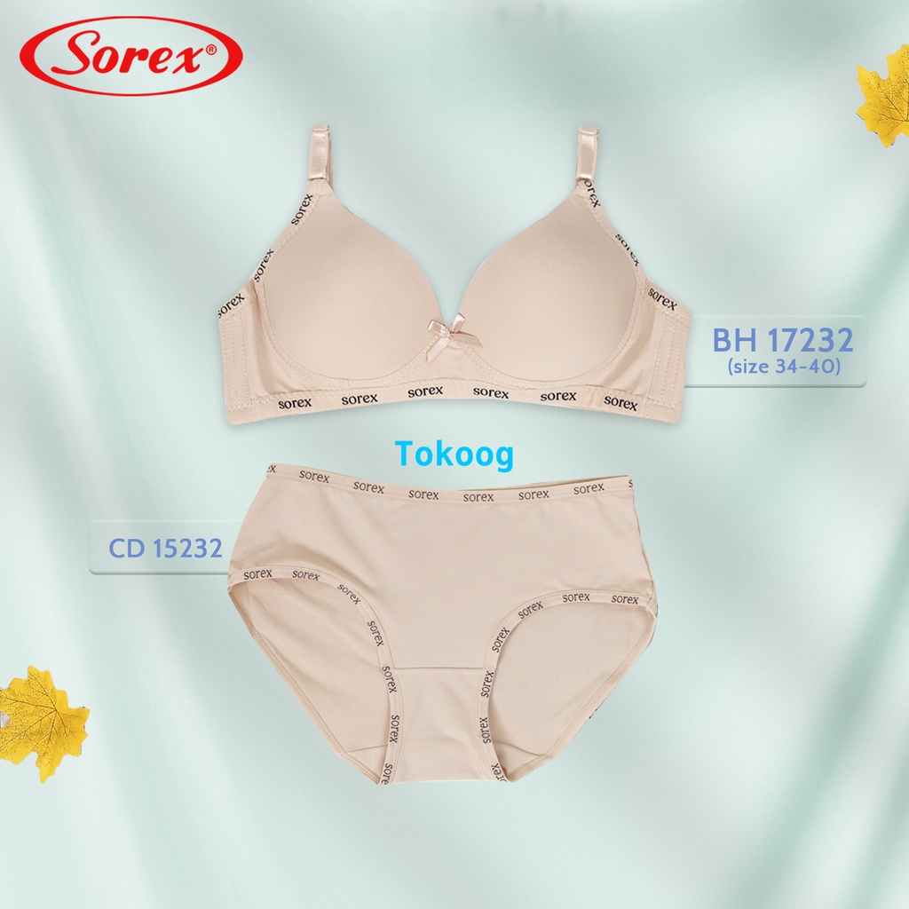 BH SET SOREX 17232 15232 TANPA KAWAT CUP B BRA WANITA SET 34 36 38 40 CELANA DALAM SUPER SOFT M L XL XXL