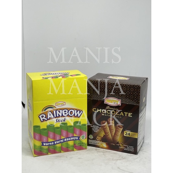 

Happy Time Wafer Roll Stick Coklat Rainbow Box isi 24 x 8gr