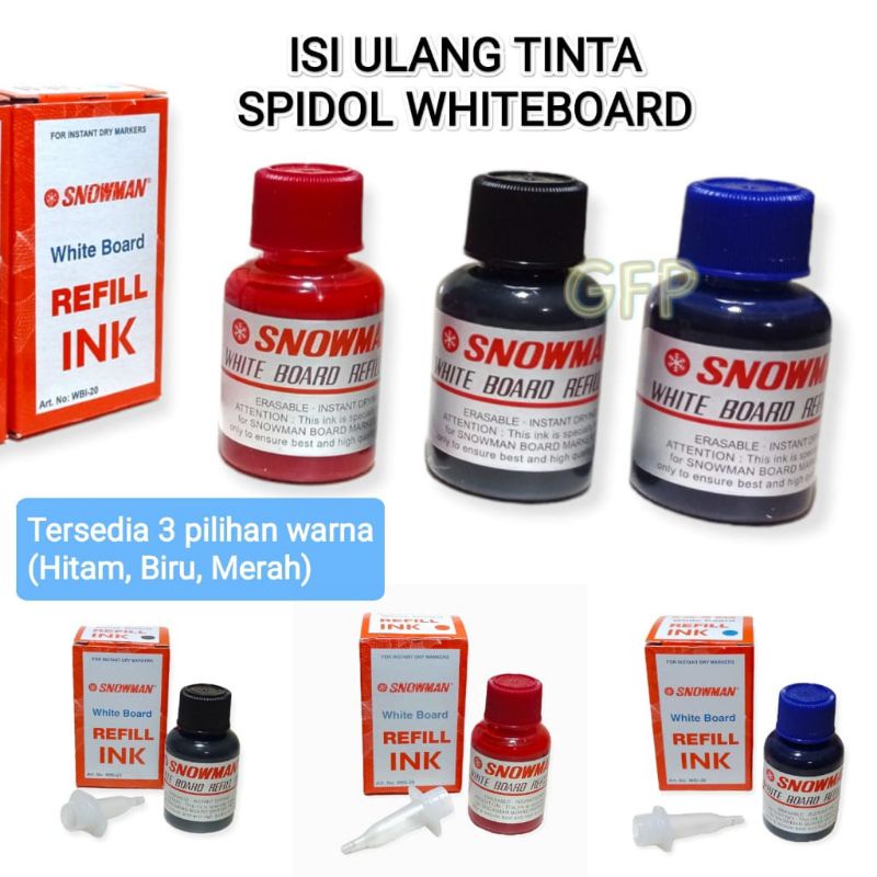 

Tinta Refill Spidol Whiteboard WB-20 Snowman Bisa Dihapus - Isi Ulang Non Permanen